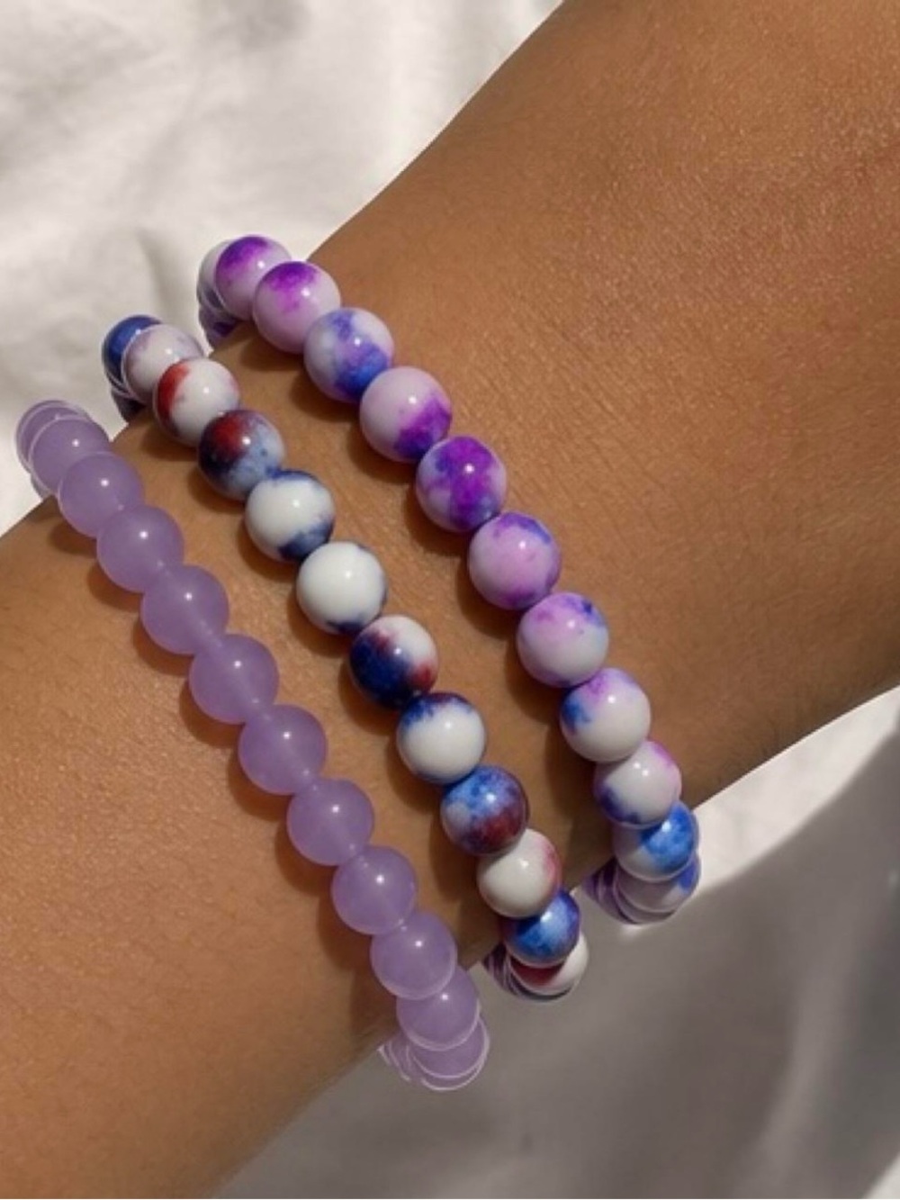 Multi-Strand Purple Beaded Bracelet Set - Women Jewelry